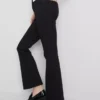 Jeans de ganga de algodão, de cintura média e perna larga