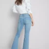 Jeans de ganga de algodão, de cintura média e perna larga