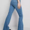 Jeans de ganga de algodão, de cintura média e perna larga