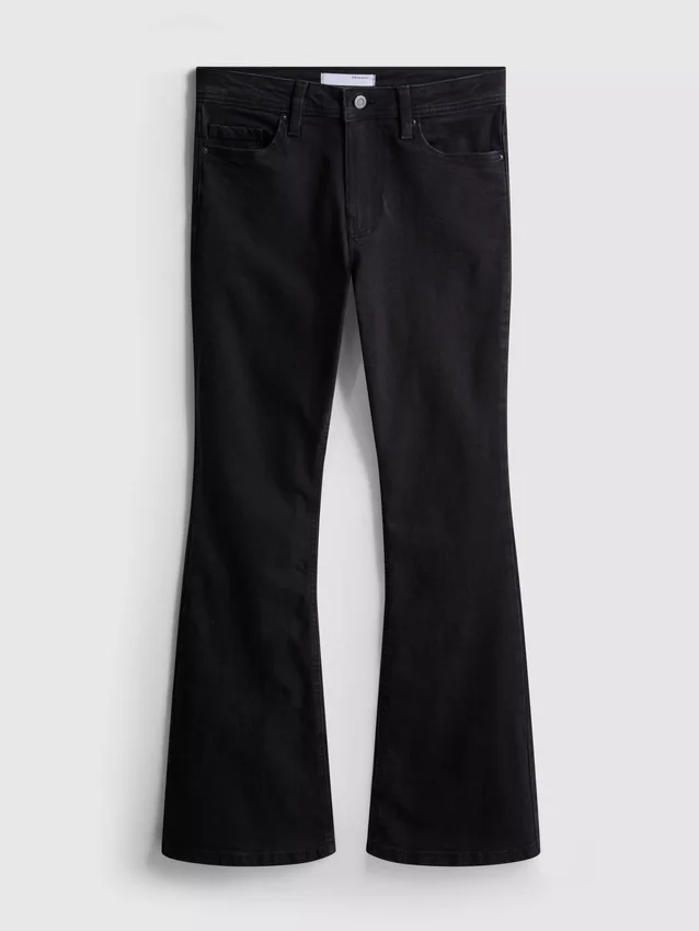 Jeans de ganga de algodão, de cintura média e perna larga