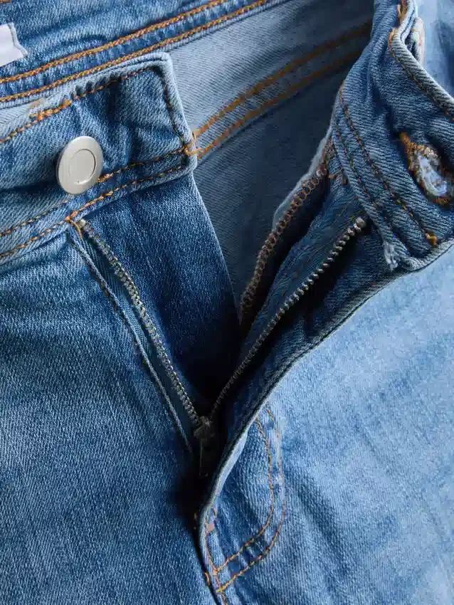 Jeans de ganga de algodão, de cintura média e perna larga