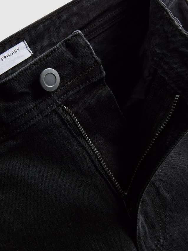 Jeans de ganga de algodão, de cintura média e perna larga