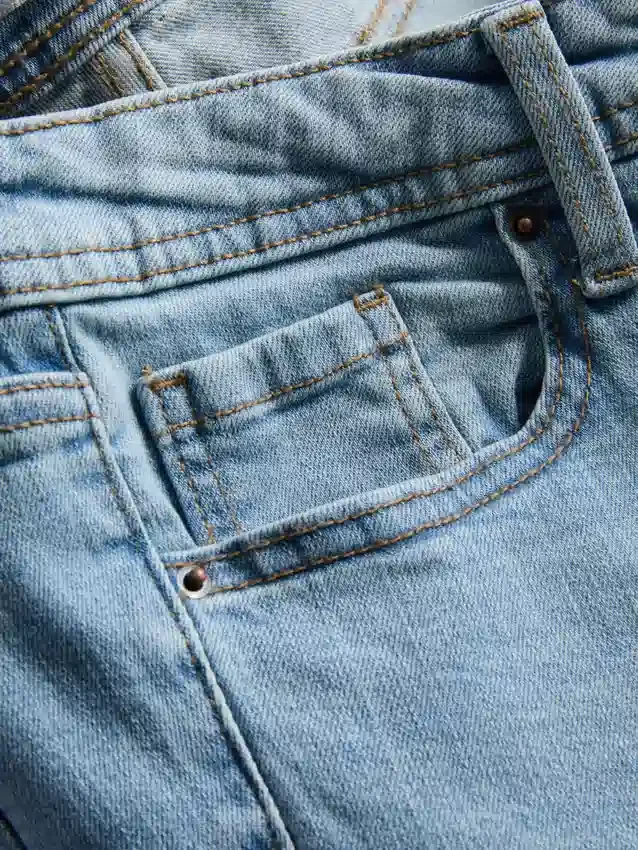 Jeans de ganga de algodão, de cintura média e perna larga