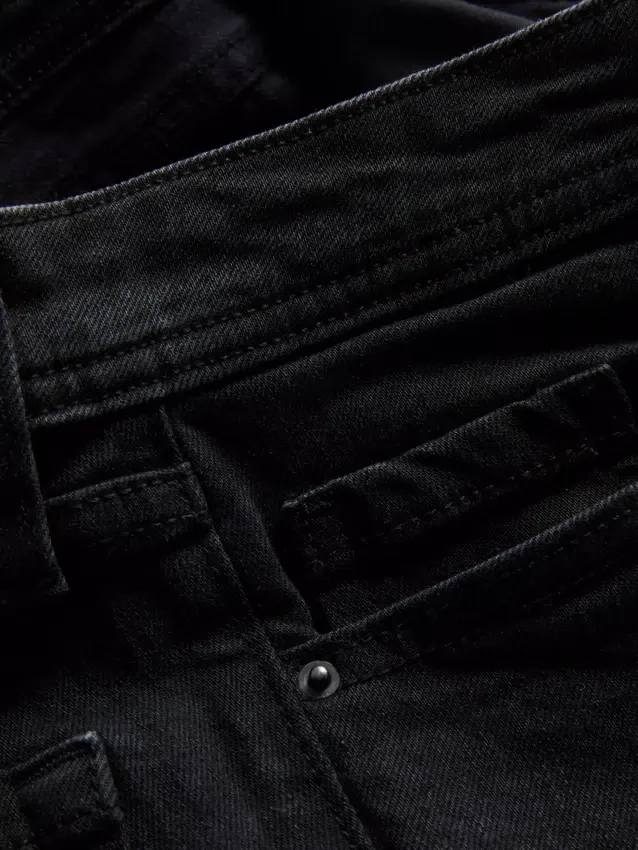 Jeans de ganga de algodão, de cintura média e perna larga