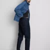 Jeans de ganga de algodão de cintura média e perna reta