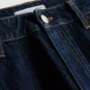 Jeans de ganga de algodão de cintura média e perna reta