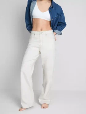 Jeans de ganga de algodão de perna reta