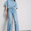 Jeans de ganga de algodão de perna reta
