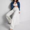 Jeans de ganga de algodão de perna reta