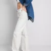 Jeans de ganga de algodão de perna reta