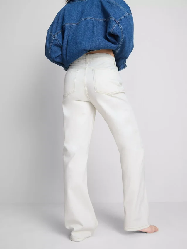 Jeans de ganga de algodão de perna reta
