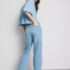 Jeans de ganga de algodão de perna reta