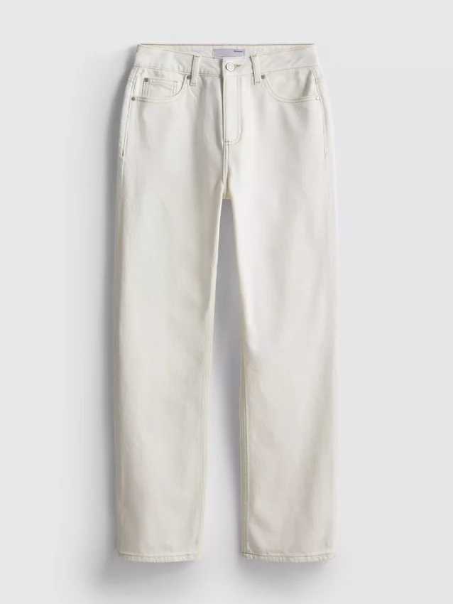 Jeans de ganga de algodão de perna reta