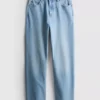 Jeans de ganga de algodão de perna reta