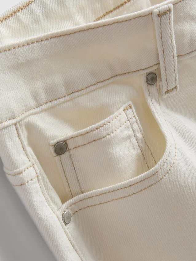 Jeans de ganga de algodão de perna reta