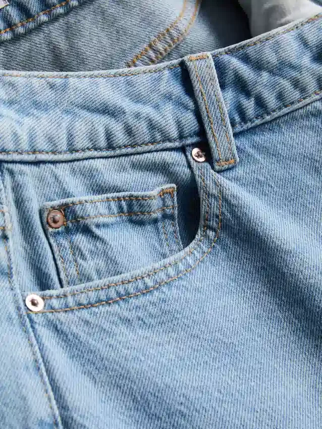 Jeans de ganga de algodão de perna reta