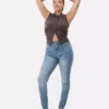 Jeans justos de cintura alta