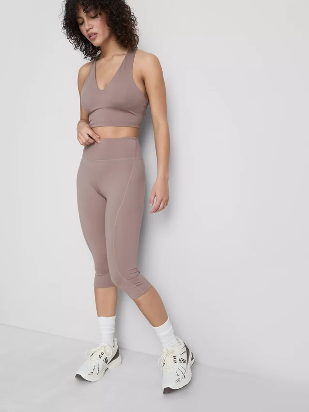 Leggings capri desportivas de cintura alta