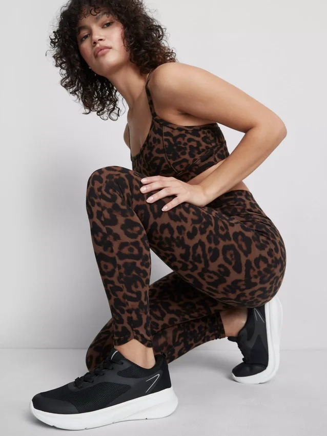 Leggings desportivas de cintura alta com padrão leopardo