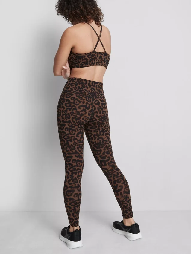 Leggings desportivas de cintura alta com padrão leopardo