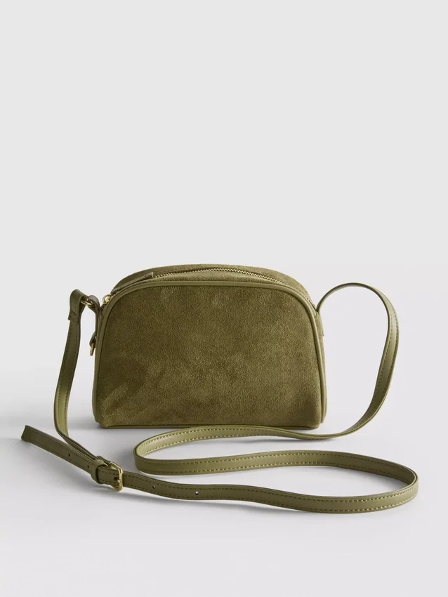 Mini bolsa a tiracolo em imitação de camurça