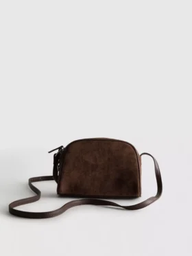 Mini bolsa a tiracolo em imitação de camurça