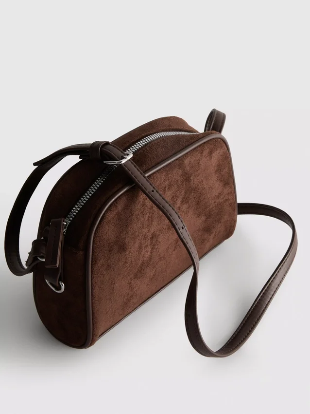 Mini bolsa a tiracolo em imitação de camurça