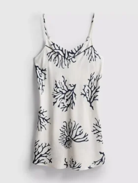 Mini-chemise estampada em tons de coral