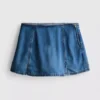 Mini-saia-calça em ganga de algodão