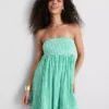 Mini-vestido bandeau em xadrez de algodão