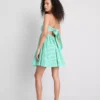 Mini-vestido bandeau em xadrez de algodão