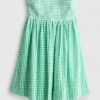 Mini-vestido bandeau em xadrez de algodão