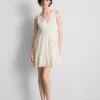 Mini-vestido com decote em V e efeito enrugado