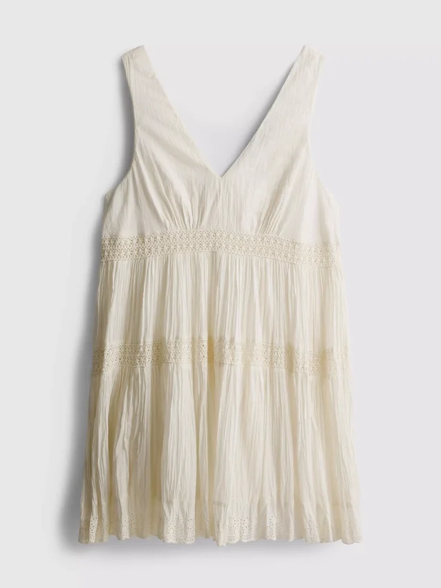 Mini-vestido com decote em V e efeito enrugado