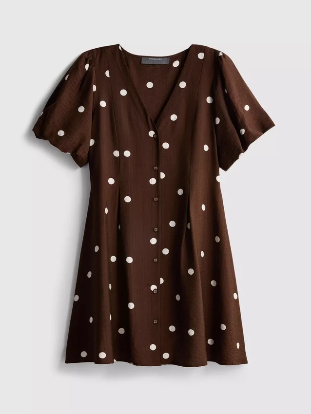 Mini-vestido com mangas bufantes e botões
