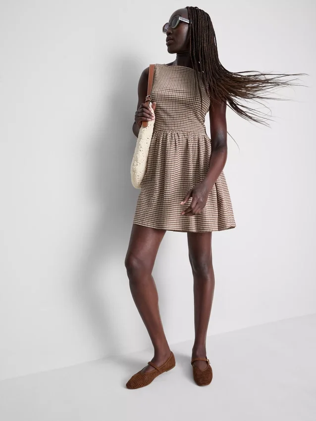 Mini-vestido com textura enrugada