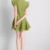 Mini-vestido de algodão com franzido e aberturas
