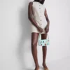 Mini-vestido de ganga de algodão com botões
