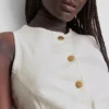 Mini-vestido de ganga de algodão com botões