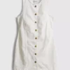 Mini-vestido de ganga de algodão com botões