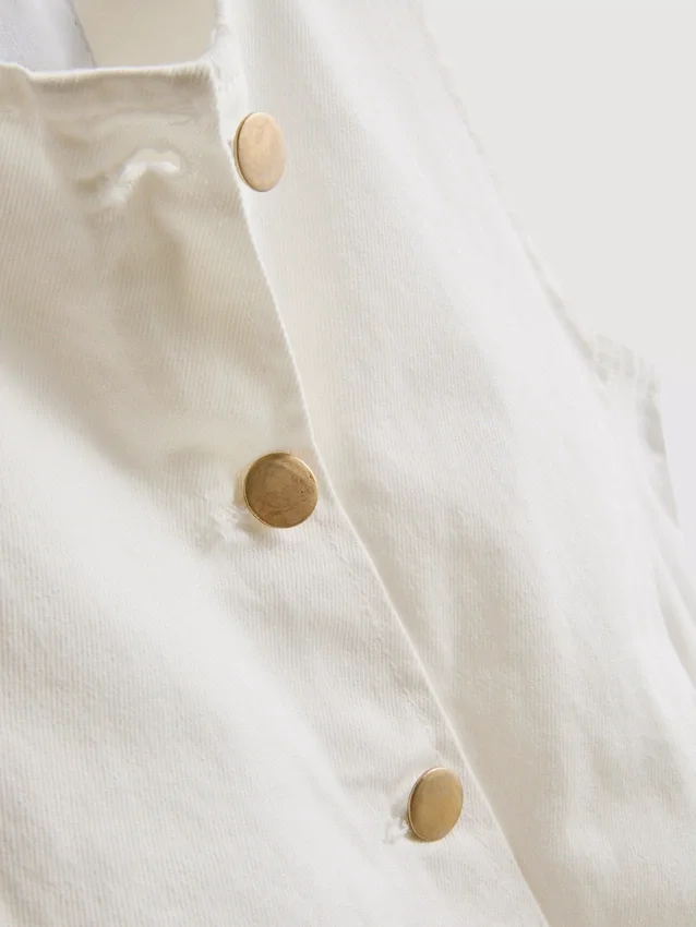 Mini-vestido de ganga de algodão com botões
