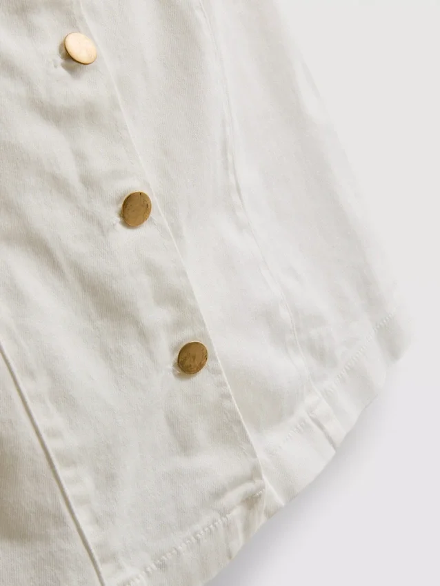 Mini-vestido de ganga de algodão com botões