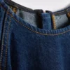 Mini-vestido de ganga de algodão com mangas bufantes