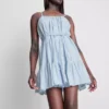 Mini-vestido de popeline com alças e folhos
