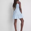 Mini-vestido de popeline com alças e folhos