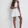 Mini-vestido de popeline com alças e folhos