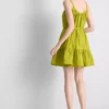 Mini-vestido de popeline com alças e folhos