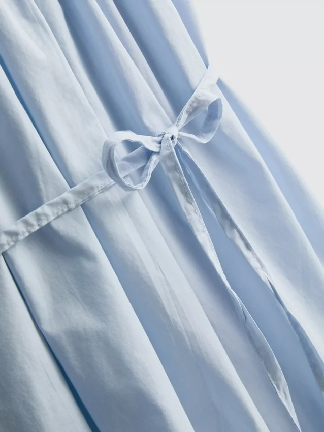 Mini-vestido de popeline com alças e folhos