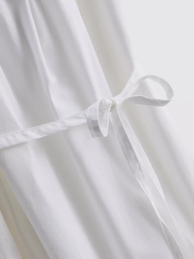 Mini-vestido de popeline com alças e folhos