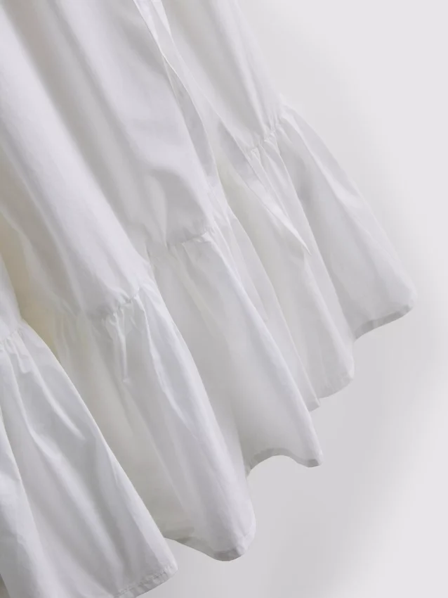 Mini-vestido de popeline com alças e folhos